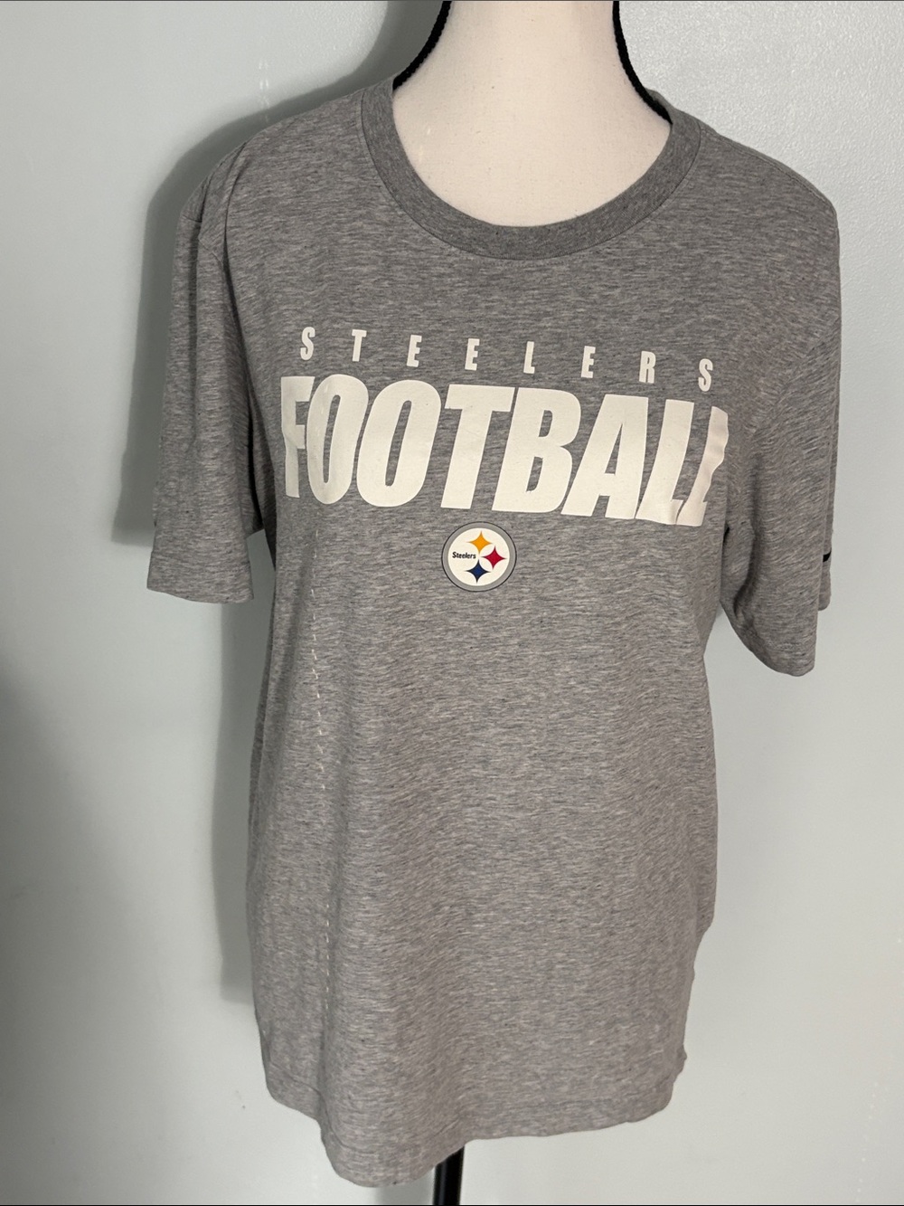Nike NFL Men’s Heather Gray Dri-FIT Short Sleeve Pittsburgh Steelers Tee; Sz-S